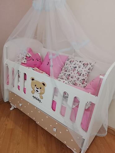 Beşiklər: Uşaq beşiyi – “Teddy” dizaynı - Material: ağ rəngli MDF/taxta — 6