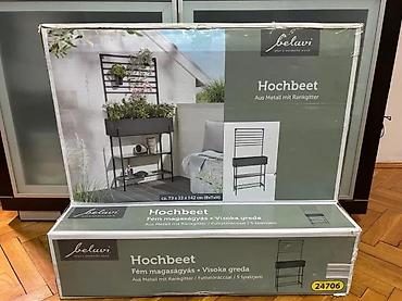 Žardinjere: Belavi metalna visoka greda za balkon sa rešetkom za penjačice - — 2