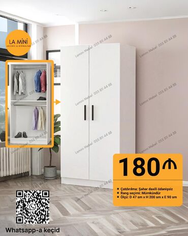 Divanlar: Yeni, Açılan, 2 qapılı Düz dolab, Qarderob, paltar dolabı, Azərbaycan