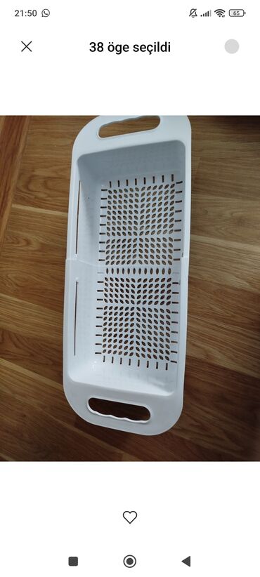 Столовые приборы: Mətbəx üçün plastik drenajlı səbət - Rəng: ağ - Material: qalın