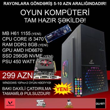 Masaüstü kompüterlər və iş stansiyaları: Oyun üçün Kompüter "RGB Legion Core i5 3470 AMD HD6670 256GB NVME” -da lalafo.az — 1 Masaüstü kompüterlər və iş stansiyaları: Oyun üçün Kompüter "RGB Legion Core i5 3470 AMD HD6670 256GB NVME” — 1
