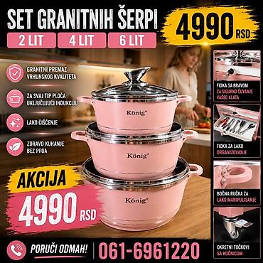 stilsko: Set granitnih šerpi König – 2 L, 4 L i 6 L. - Granitni nelepljivi — 1