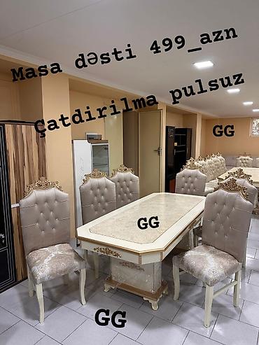 kohne stol: Qonaq otağı üçün, Yeni, Açılmayan, Dördbucaq masa, 6 stul — 1