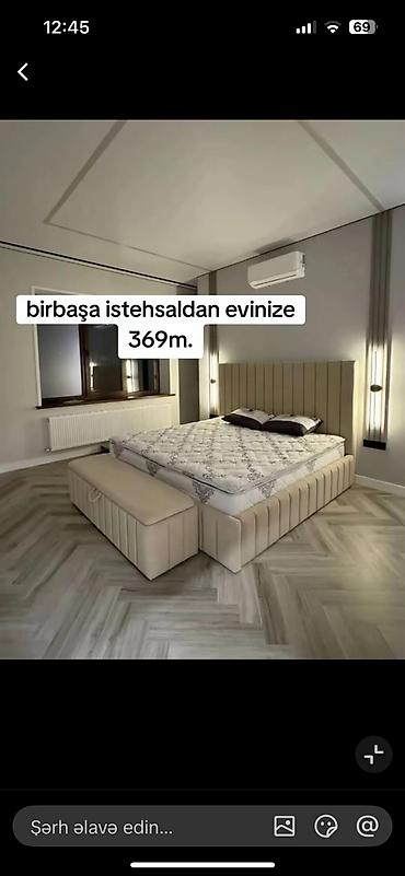madeyra mebel instagram: Müasir dizaynlı yataq dəsti – yumşaq başlıqlı, parça üzlü platforma — 1