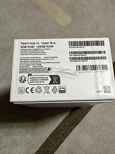 Мобильные телефоны: Redmi, Redmi Note 14, Б/у, 128 ГБ, цвет - Голубой, 2 SIM — 2
