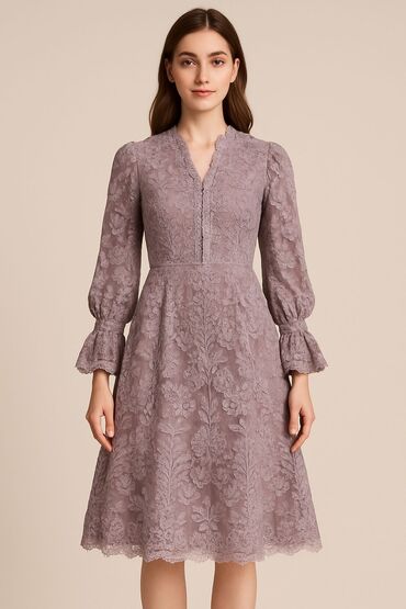 Джинсы: Geynilmiyib heç təzədi Zərif naxışlı midi don - Rəng: toz-lilac