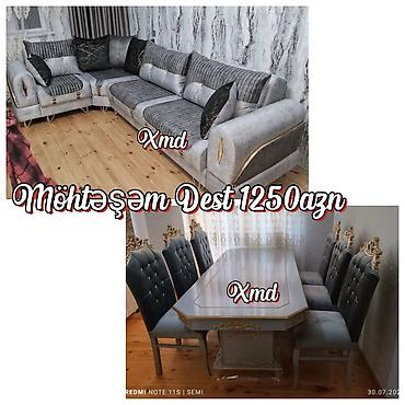 stul ev: Möhtəşəm dəst – 1250 AZN Komplektin tərkibi: - Künc divanı: Yumşaq — 1