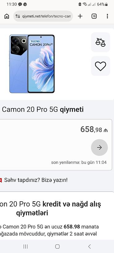 camon 20 pro 5g: Tecno Camon 20 Pro 5G, 256 GB, rəng - Qara, Sənədlərlə — 5