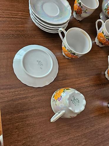 Qab-qacaq və mətbəx ləvazimatları: Qəhvə dəsti, rəng - Narıncı, Keramika, 6 nəfərlik, Rusiya — 6