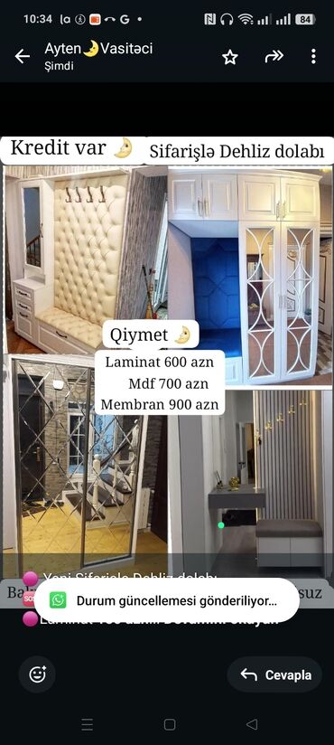 Boşqablar: 🟣 Yeni Sifarisle Dehliz dolabı 🆘 *1 kv görə qiymətlər* 🟣Laminat *150