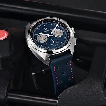 Ručni satovi: PAGANI DESIGN PD-1782 - 39mm - Plava/Koza - Seiko Mehanizam Potpuno — 1