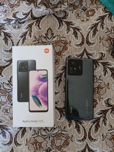 простые телефоны: Redmi, Redmi Note 12S, Колдонулган, 256 ГБ, түсү - Кара, 2 SIM