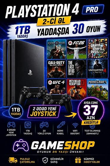 PlayStation 4 Pro – 2-ci əl Xüsusiyyətlər: - 1TB yaddaş - Yaddaşda 30 lalafo.az -da PlayStation 4 Pro – 2-ci əl Xüsusiyyətlər: - 1TB yaddaş - Yaddaşda 30