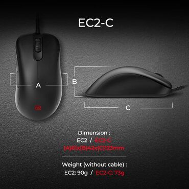 Клавиатуры: ✔Игровая мышь Zowie by BENQ EC2-C Black ✅Количество кнопок-5 ✅Форма