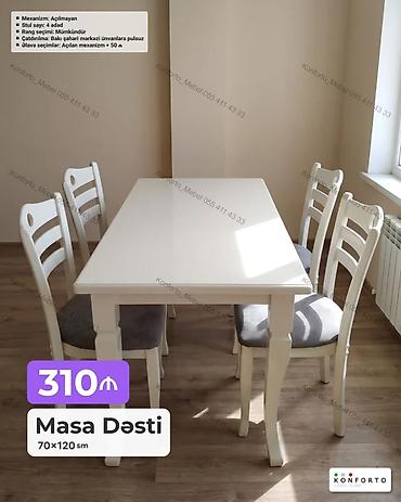 Masa Dəsti – 70×120 sm - Komplekt: 1 masa + 4 stul - Mexanizm