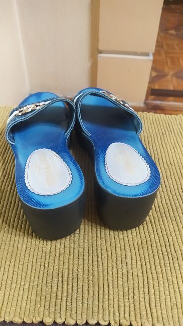 Домашние тапочки: Домашние тапочки, 37.5, Б/у, цвет - Синий — 7