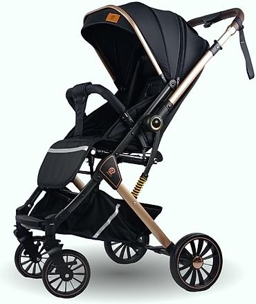 Коляска прогулочная New Lux 6603, черный, бежевый, хаки