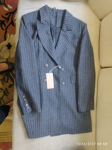 пиджак серый: Пиджак, Классическая модель, Драп, В клетку, Турция, XL (EU 42)