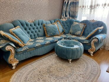 puf divan: Угловой диван, Б/у, Нераскладной, Без подьемного механизма, Велюровая ткань, Нет доставки