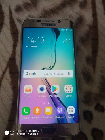 телефон рабочий: Samsung Galaxy S6 Edge, Б/у, 64 ГБ, цвет - Синий, 1 SIM