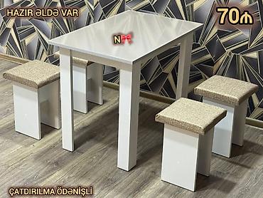 boru: Mətbəx üçün, Yeni, Açılan, Kvadrat masa, 4 stul — 8