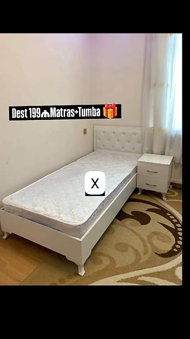 Yataq dəsti – çarpayı, matras və tumba - Rəng: ağ - Dizayn: yumşaq lalafo.az -da Yataq dəsti – çarpayı, matras və tumba - Rəng: ağ - Dizayn: yumşaq