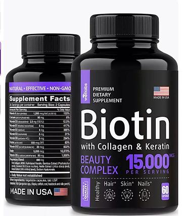 Витамины и БАДы: США для волос кожи ногтей суставов Биотин с коллагеном и кератином — 4
