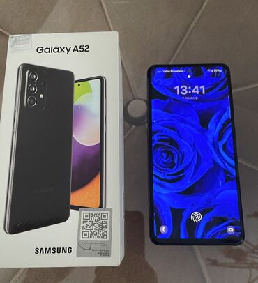 Samsung: Samsung Galaxy A52, 128 GB, rəng - Qara, Barmaq izi, İki sim kartlı, Face ID