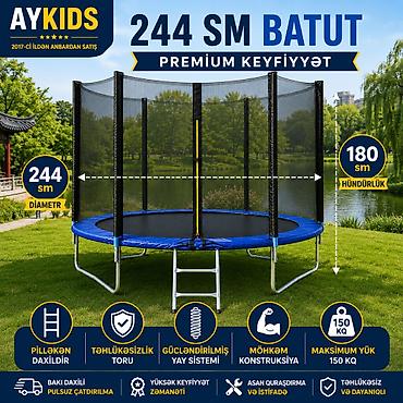 Uşaq dünyası: 🤸‍♂️💙 **AYKIDS 08 Pilləkənli Batut – 244 sm Premium Keyfiyyət!** 💙🤸‍♀️ — 1