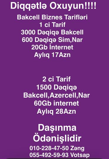 SİM-kartlar: Nömrə: ( 010 ) ( 2284750 ), İşlənmiş