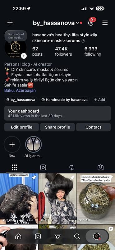 Маркетинг, реклама, PR: 📌 Instagram səhifəsi satılır 👥 47.000+ real izləyici 📈 Aktiv və — 1