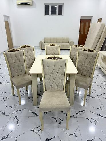 mega mebel: Embawood istehsalı,Masa dəsti satılır 300₼.6 oturacaqlıdır.Masa — 1