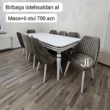 Qonaq otağı üçün, Yeni, Açılmayan, Dördbucaq masa, 6 stul