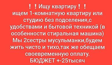 Ищем 1-комнатную квартиру или студию,без подселение,с удобствами для