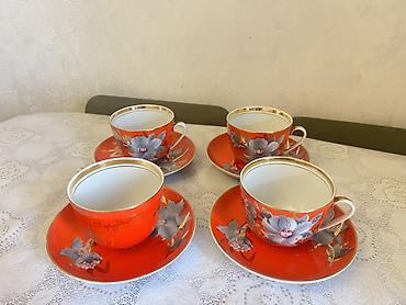 tefal caydan: Çay dəsti, rəng - Qırmızı, Farfor, 4 nəfərlik — 1