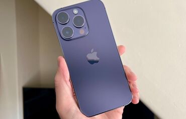 Apple iPhone: IPhone 14 Pro, Б/у, 128 ГБ, Deep Purple, Зарядное устройство, Защитное стекло, Чехол, 99 %
