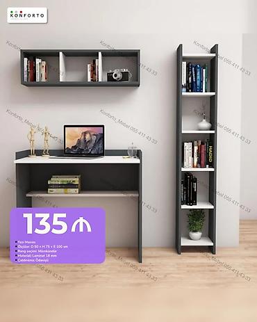 Mebel: Düz masa, Stulsuz, Polkalı, Siyirməsiz, Sadə laminat — 1