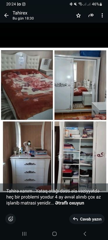 gurcu xengeli sumqayit: Tahirə xanım . Yataq otağı dəsti əla vəziyyətdə heç bir problemi