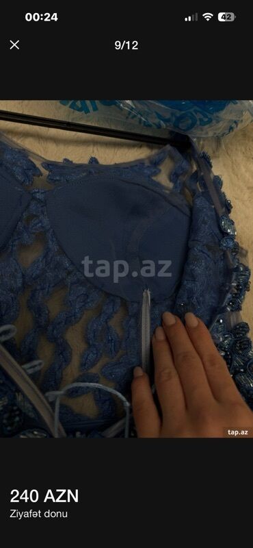 Ziyafət donları: Ziyafət donu – 240 AZN - Rəng: mavi - Model: uzun, A-kesim ətəkli — 9