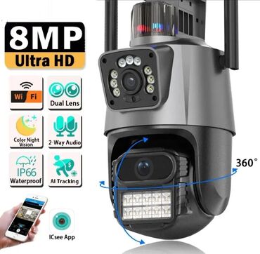 tehlukesizlik kameralari kreditle: 8MP PTZ WiFi Kamera İkili Lens Avtomatik Zərbə Ai İnsan aşkarlama CCTV