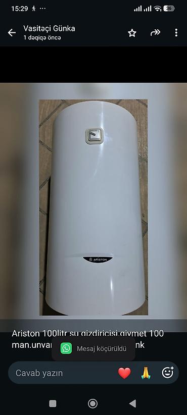 Ariston 100litr su qizdiricisi.qiymet 100 man.unvan Masazir.kod495⚡gnk