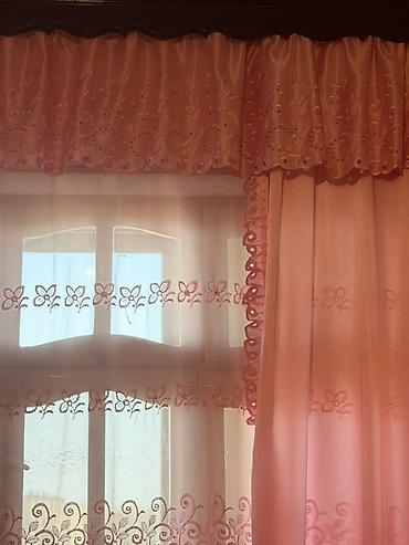 iwlenmiw perde: İşlənmiş, Satin Pərdə, rəng - Çəhrayı, Ünvandan götürmə — 5