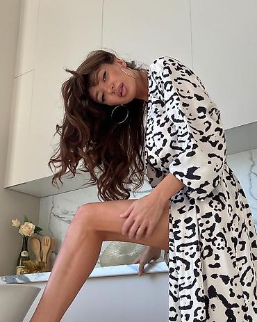 Халаты: Халат, Шелк, Китай, Леопардовый принт, XS, S, L — 2