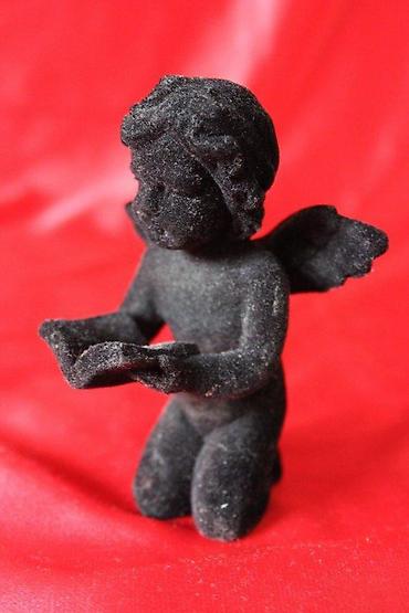 Figure: STARA FIGURA CRNI ANĐEO, GIPS I PLIŠ, RARITET | Stara drvena figura — 2