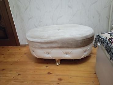 Pufiklər: Oval puf/oturacaq - Forma: oval - Üst hissə: yumşaq, krem-bej rəngli — 1