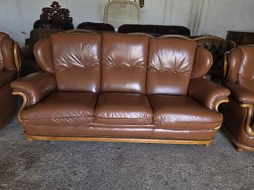 Stilske garniture: Kožna garnitura za dnevni boravak – set 1 - Sastav: trosed sa tri — 8