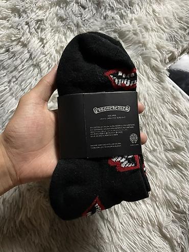 хром хартс: Носки Chrome Hearts «Lips» - Цвет: чёрный - Дизайн: жаккардовый — 3