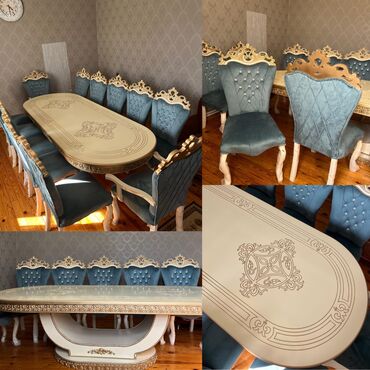 Qonaq otağı üçün, İşlənmiş, Oval masa, 12 stul