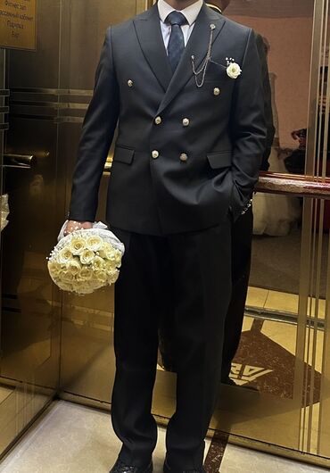 национальные платье на прокат: Мужской костюм-двойка в классическом стиле. - Цвет: глубокий черный