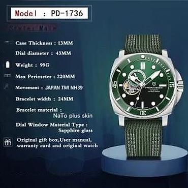 Ručni satovi: PAGANI DESIGN PD-1736 -Crna/Black- Seiko Automatic mehanizam Potpuno — 9